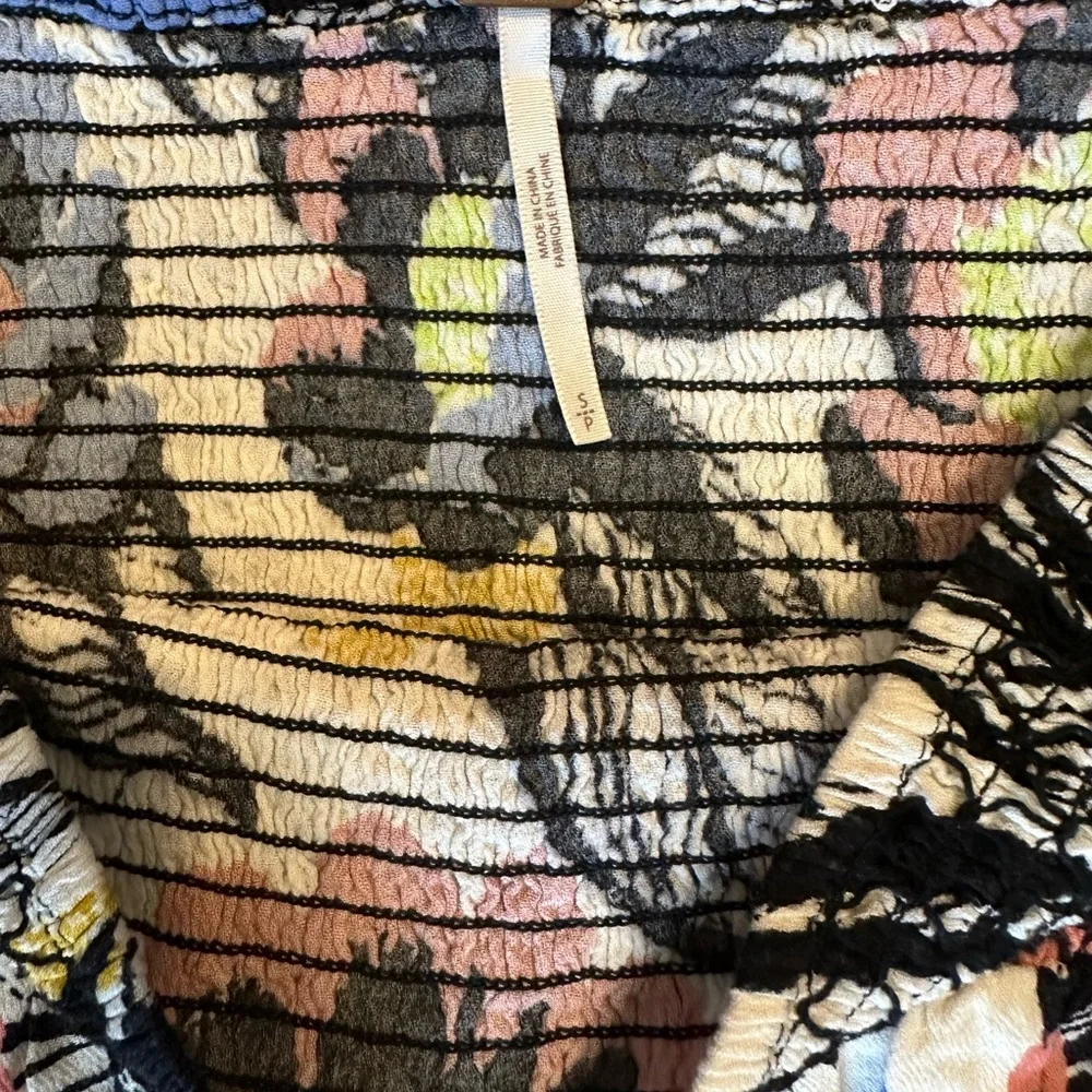 Free People Floral Smocked Mini Skirt in Black, White, Coral, Blue, Yellow - Picture 3 of 4